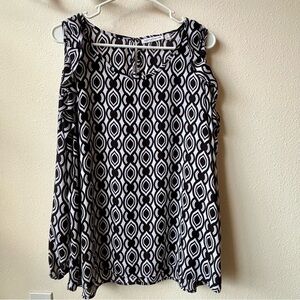 Notations Black and White Geometric Blouse